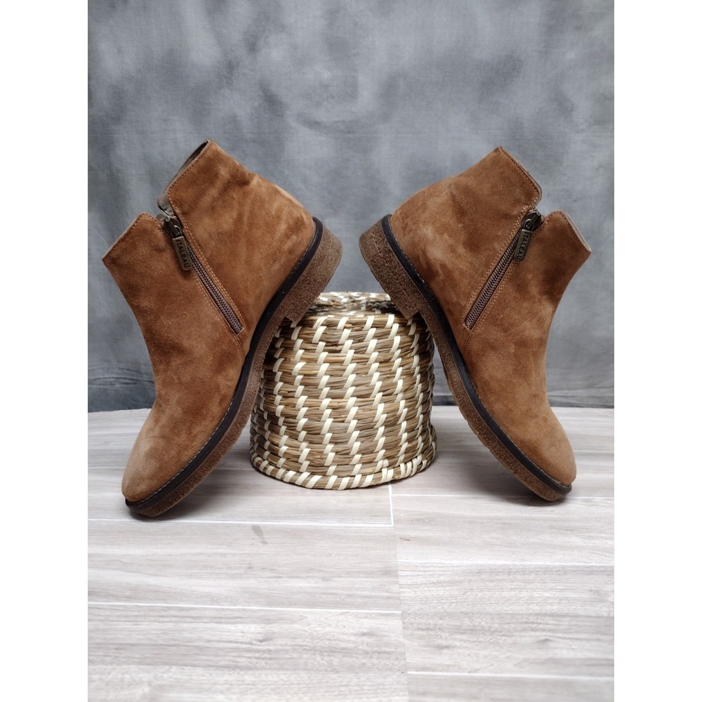 Italeau Waterproof Foliana Tan Suede Ankle Zip‎ Booties US 7.5/EUC Size 38 - Picture 2 of 5